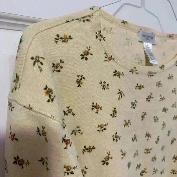 Jones New York Long Sleeve T-shirt Crew Neck Floral Yellow Size Large Vintage - Picture 4 of 5